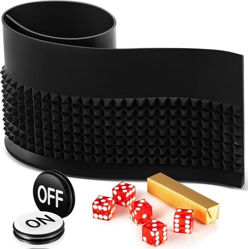 Leyndo Craps Tabletop Game Set, Includes 48"x11" Rubber Craps Diamond Pyramid Bumper, Casino Grade AAA 19mm Dice, 3 Inch On/Off Buttons for Casino Poker Nights(Black) in Saudi Arabia