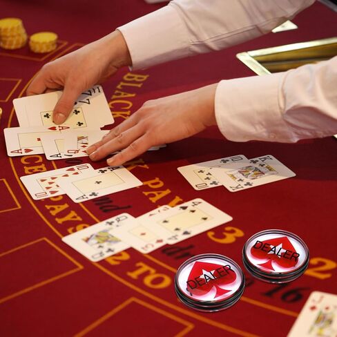 QWORK Casino Quality Dealer Button Set - 3" Diameter, 3/4" Thickness Clear Acrylic with Red Peach Heart, Engraved Dealer - Heavy-Duty with Rubber Bumpers, 2-Pack for Poker Nights and Tournaments in Saudi Arabia