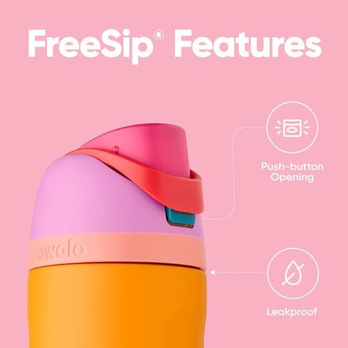 Owala Kids FreeSip Insulated Stainless Steel Water Bottle with Straw, BPA-Free Sports Water Bottle, Great for Travel, 16 oz, All the Berries in Saudi Arabia
