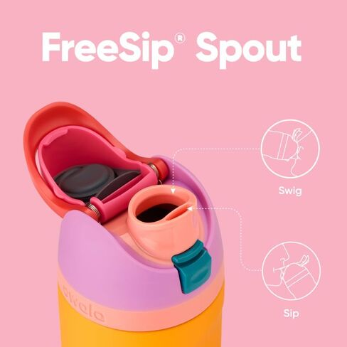 Owala Kids FreeSip Insulated Stainless Steel Water Bottle with Straw, BPA-Free Sports Water Bottle, Great for Travel, 16 oz, All the Berries in Saudi Arabia