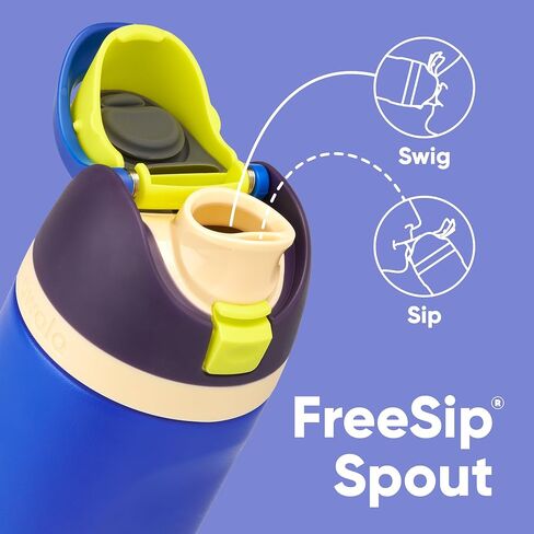 Owala Kids FreeSip Insulated Stainless Steel Water Bottle with Straw, BPA-Free Sports Water Bottle, Great for Travel, 16 oz, All the Berries in Saudi Arabia