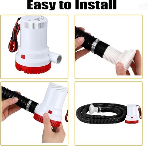 Boat Bilge Water Pump 12 V Submersible Electric Marine Bilge Pump and Automatic Boat Bilge Pump Float Switch 12 V with Hose, Clamps, Thru Hull Connectors for Boats for Areas In Yachts (1500GPH) in Saudi Arabia
