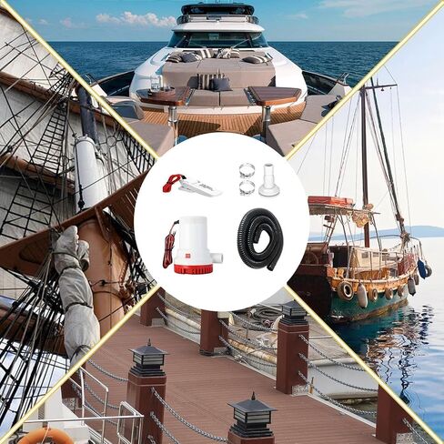Boat Bilge Water Pump 12 V Submersible Electric Marine Bilge Pump and Automatic Boat Bilge Pump Float Switch 12 V with Hose, Clamps, Thru Hull Connectors for Boats for Areas In Yachts (1500GPH) in Saudi Arabia