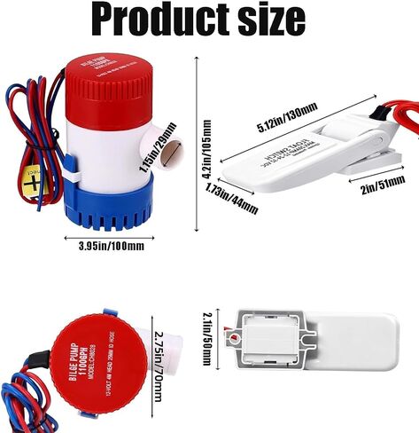 Boat Bilge Water Pump 12 V Submersible Electric Marine Bilge Pump and Automatic Boat Bilge Pump Float Switch 12 V with Hose, Clamps, Thru Hull Connectors for Boats for Areas In Yachts (1500GPH) in Saudi Arabia
