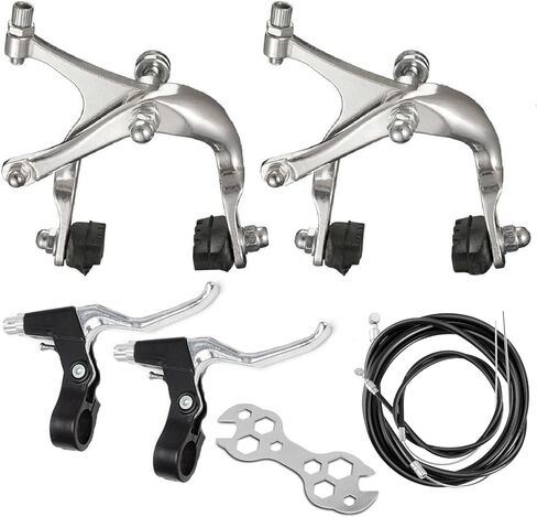 Bike Brakes Calipers Set, Bike Brake Pads, Front & Rear C Caliper Brake Kit, 65-79mm Long-Reach Bike Brake Levers Kit with Cables fits Children Bike C Shape Brake, Road Bike - Black in Saudi Arabia