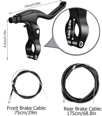 Bike Brakes Calipers Set, Bike Brake Pads, Front & Rear C Caliper Brake Kit, 65-79mm Long-Reach Bike Brake Levers Kit with Cables fits Children Bike C Shape Brake, Road Bike - Black in Saudi Arabia