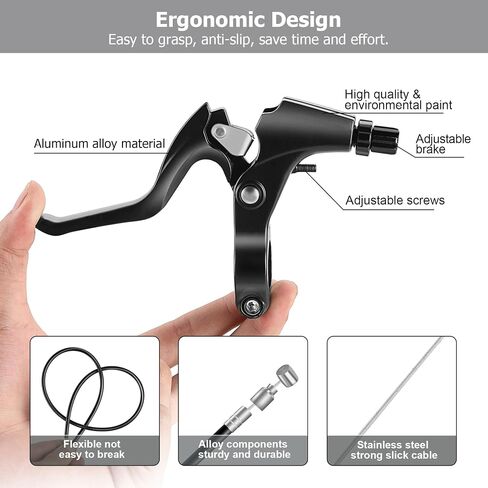 Bike Brakes Calipers Set, Bike Brake Pads, Front & Rear C Caliper Brake Kit, 65-79mm Long-Reach Bike Brake Levers Kit with Cables fits Children Bike C Shape Brake, Road Bike - Black in Saudi Arabia