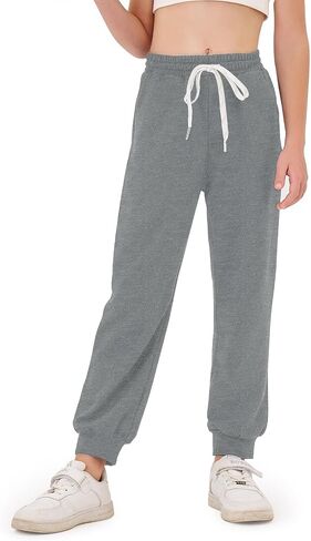 Haloumoning Girls' Sweatpants Soft Athletic Lounge Joggers Kids High Waist Casual Trousers Pants in Saudi Arabia