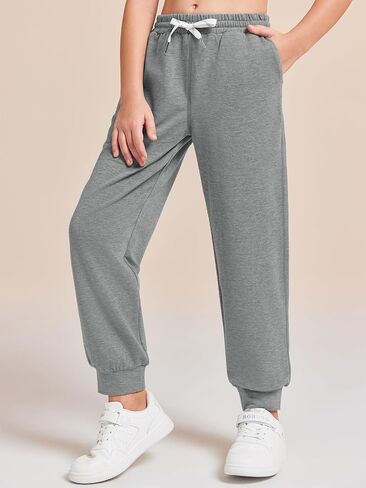 Haloumoning Girls' Sweatpants Soft Athletic Lounge Joggers Kids High Waist Casual Trousers Pants in Saudi Arabia