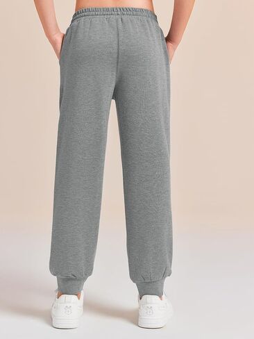Haloumoning Girls' Sweatpants Soft Athletic Lounge Joggers Kids High Waist Casual Trousers Pants in Saudi Arabia