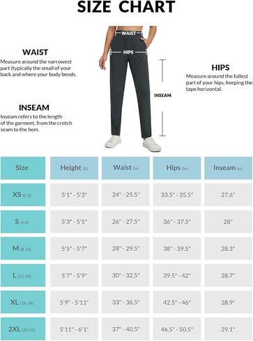 BALEAF Golf Pants for Women with Zipper Pockets Stretch High Waist UPF50+ Athletic Travel Work Sweatpants Dark Grey M in Saudi Arabia