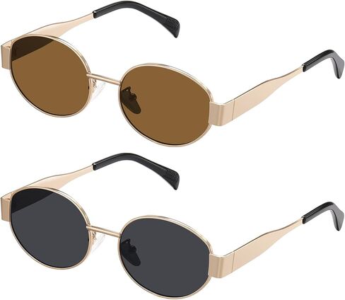 Retro Oval Sunglasses - Sunglasses for women,Fashion Sunglasses,Classic Shades UV400 Protection, 2 Pack Sunglasses in Saudi Arabia