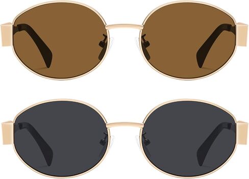 Retro Oval Sunglasses - Sunglasses for women,Fashion Sunglasses,Classic Shades UV400 Protection, 2 Pack Sunglasses in Saudi Arabia