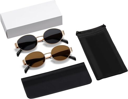 Retro Oval Sunglasses - Sunglasses for women,Fashion Sunglasses,Classic Shades UV400 Protection, 2 Pack Sunglasses in Saudi Arabia