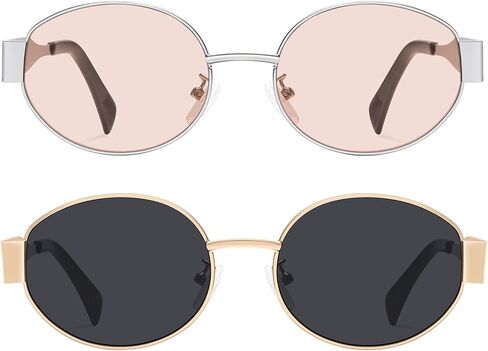 Retro Oval Sunglasses - Sunglasses for women,Fashion Sunglasses,Classic Shades UV400 Protection, 2 Pack Sunglasses in Saudi Arabia