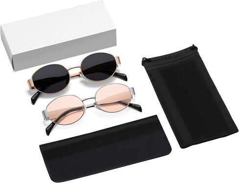 Retro Oval Sunglasses - Sunglasses for women,Fashion Sunglasses,Classic Shades UV400 Protection, 2 Pack Sunglasses in Saudi Arabia