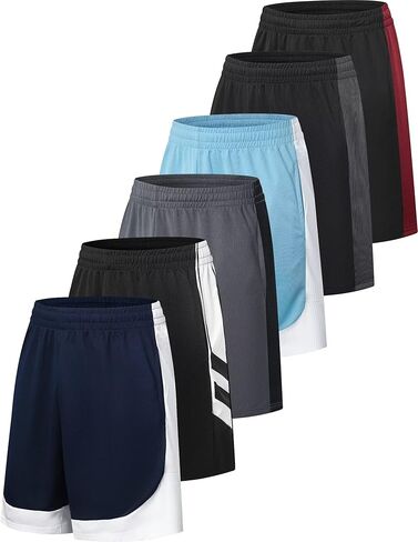 6 Pack Mens Athletic Gym Shorts Basketball Shorts with Pockets, Quick Dry Workout Running Shorts Casual for men in Saudi Arabia