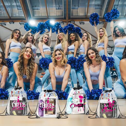 12 Pcs Cheerleading Drawstring Backpack Bag Favors Clear Gift Bag Sporting Goody Bags Waterproof Stadium Backpack Cheer Accessories in Saudi Arabia