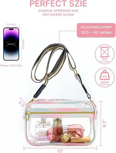 Clear Bag for Stadium Events, Small Clear Crossbody Purse, Stadium Approved in Saudi Arabia