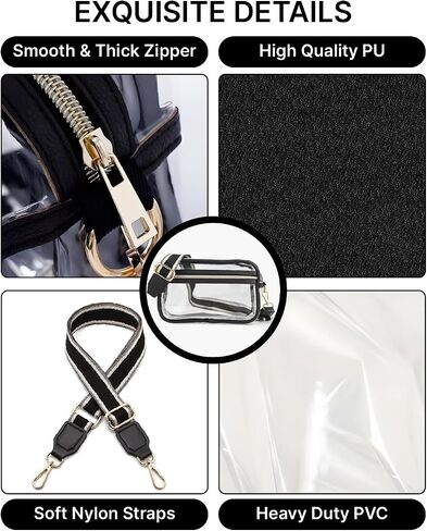 Clear Bag for Stadium Events, Small Clear Crossbody Purse, Stadium Approved in Saudi Arabia
