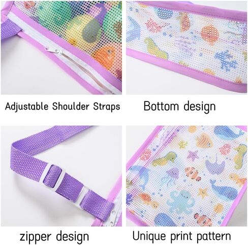 3Pack Beach Shell Bags for Kids,Beach Mesh Bag,Shell Collecting Bags,Colorful Seashell Bags with Whistles Adjustable Strap in Saudi Arabia