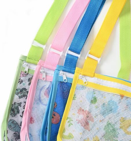 3Pack Beach Shell Bags for Kids,Beach Mesh Bag,Shell Collecting Bags,Colorful Seashell Bags with Whistles Adjustable Strap in Saudi Arabia