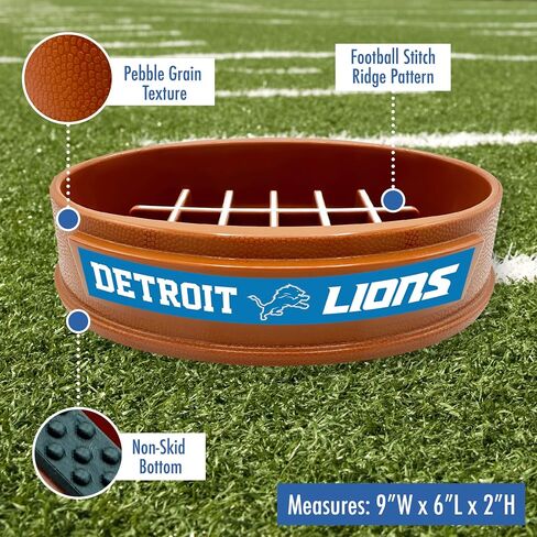 NFL Super-Bowl - وعاء الكلب ذو التغذية البطيئة لديترويت لايونز. وعاء القطط ذو تصميم كرة القدم البطيء من أجل الهضم الصحي. وعاء للحيوانات الأليفة غير قابل للانزلاق للكلاب والقطط الكبيرة والصغيرة in Saudi Arabia