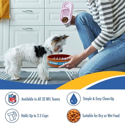 NFL Super-Bowl - وعاء الكلب ذو التغذية البطيئة لديترويت لايونز. وعاء القطط ذو تصميم كرة القدم البطيء من أجل الهضم الصحي. وعاء للحيوانات الأليفة غير قابل للانزلاق للكلاب والقطط الكبيرة والصغيرة in Saudi Arabia
