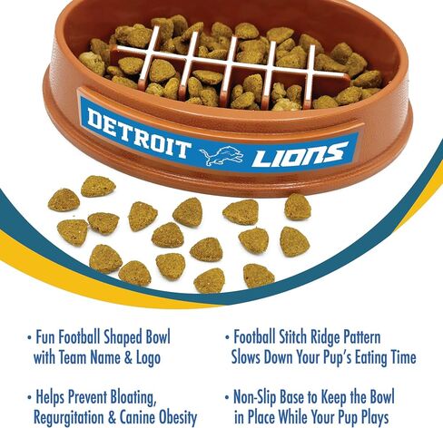 NFL Super-Bowl - وعاء الكلب ذو التغذية البطيئة لديترويت لايونز. وعاء القطط ذو تصميم كرة القدم البطيء من أجل الهضم الصحي. وعاء للحيوانات الأليفة غير قابل للانزلاق للكلاب والقطط الكبيرة والصغيرة in Saudi Arabia