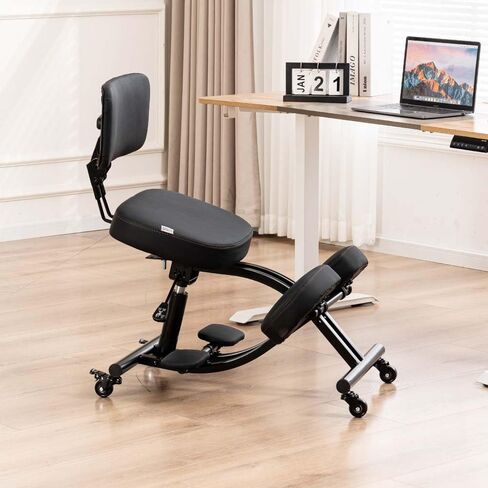 Balance Chair with Backrest, Kneeling Chair with Wheels, Improving Sitting Posture with Adjustable Height and Angle, YDM-1458-2DF in Saudi Arabia