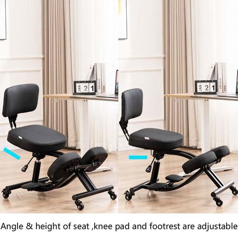Balance Chair with Backrest, Kneeling Chair with Wheels, Improving Sitting Posture with Adjustable Height and Angle, YDM-1458-2DF in Saudi Arabia