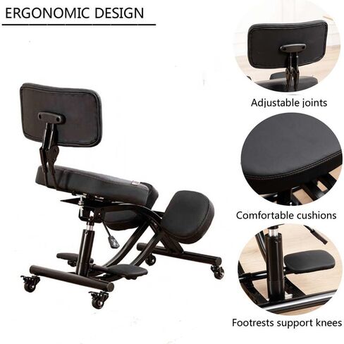 Balance Chair with Backrest, Kneeling Chair with Wheels, Improving Sitting Posture with Adjustable Height and Angle, YDM-1458-2DF in Saudi Arabia