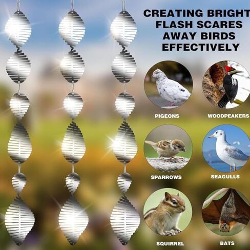 مجموعة أقراص تخويف الطيور المعدنية 15 قطعة - عاكسات الطيور على الوجهين شديدة الانعكاس، دوارات الرياح لتزيين الحديقة الخارجية، أجهزة الطيور لمنع تخويف الطيور بعيدًا عن مزرعة الفناء in Kuwait