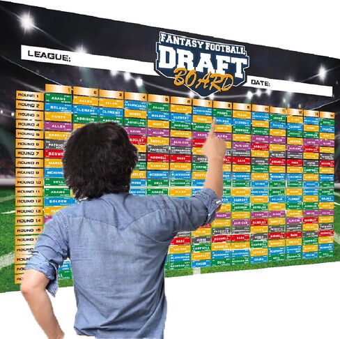 KIKIGO Fantasy Football Draft Board 2024-2025 Kit Extra Large Board with 14 Teams 20 Rounds 500+ Player Labels 2024 Top Rookie and Blank Label in Saudi Arabia