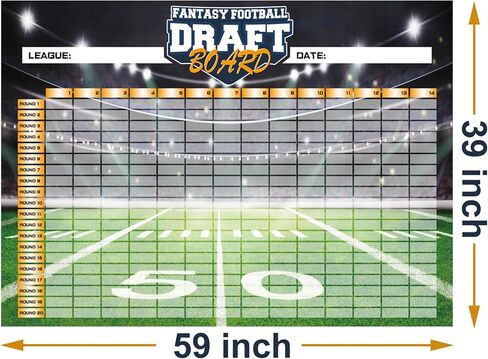 KIKIGO Fantasy Football Draft Board 2024-2025 Kit Extra Large Board with 14 Teams 20 Rounds 500+ Player Labels 2024 Top Rookie and Blank Label in Saudi Arabia