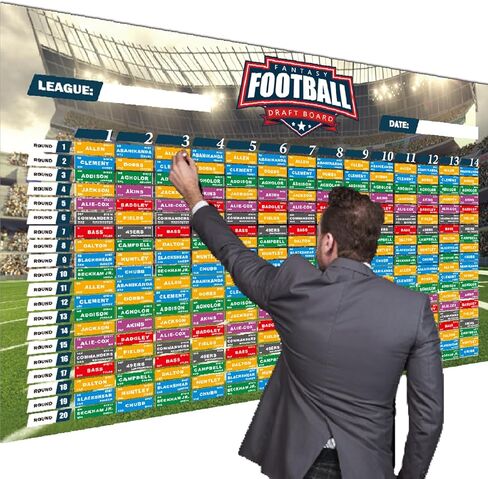 مجموعة Fantasy Football Draft Board 2023-2024 لوحة كبيرة جدًا مع 14 فريقًا 20 جولة 500+ ملصقات للاعبين 2023 أفضل مبتدئ وملصق فارغ in Kuwait