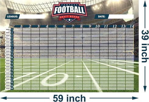 مجموعة Fantasy Football Draft Board 2023-2024 لوحة كبيرة جدًا مع 14 فريقًا 20 جولة 500+ ملصقات للاعبين 2023 أفضل مبتدئ وملصق فارغ in Kuwait