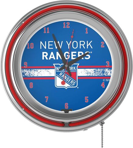 Trademark Global NHL Chrome Double Rung Neon Clock - New York Rangers in Saudi Arabia