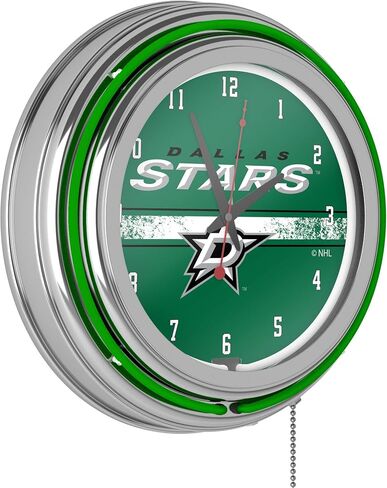 Trademark Global NHL Chrome Double Rung Neon Clock - Dallas Stars in Saudi Arabia