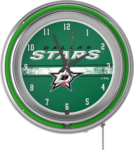 Trademark Global NHL Chrome Double Rung Neon Clock - Dallas Stars in Saudi Arabia