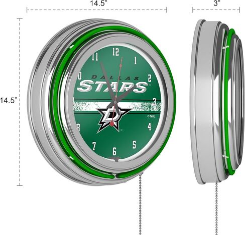 Trademark Global NHL Chrome Double Rung Neon Clock - Dallas Stars in Saudi Arabia