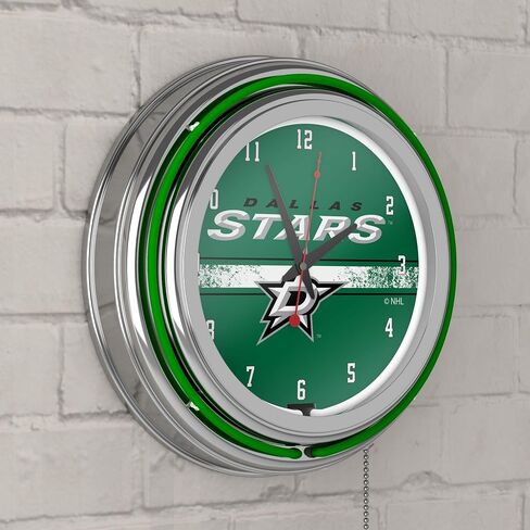 Trademark Global NHL Chrome Double Rung Neon Clock - Dallas Stars in Saudi Arabia
