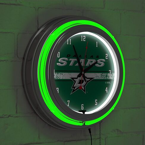 Trademark Global NHL Chrome Double Rung Neon Clock - Dallas Stars in Saudi Arabia