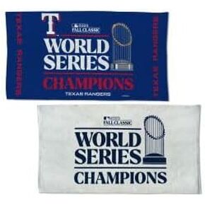 Texas Rangers 2023 World Series Champ Full Color Locker Room Towel With Back Imprint