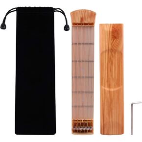 Pocket Guitar Wood Color 6-String 6 Fret Portable Guitar Practice Tool for Beginner Chord Fingering Practice