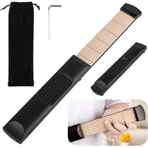 Anjetan 6-Fret Guitar Chord Trainer, Pocket Guitar Practice Neck, Portable Guitar Practice Tool, Guitar Chord Trainer for Beginners, 6-String Guitar Fingerboard for Home, Travel