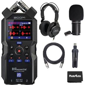 Zoom H4essential 4-Track Handy Recorder with 32-Bit Float, Accessibility, Stereo Microphones, 2 XLR/TRS Combo Inputs, Record to SD Card, USB Interface, for Musicians, Podcasters, Filmmakers
