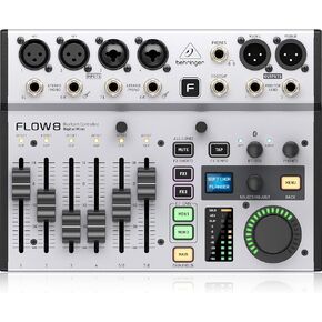 Behringer FLOW 8 8-Input Digital Mixer with Bluetooth Audio and App Control, 60 mm Channel Faders, 2 FX Processors and USB/Audio Interface