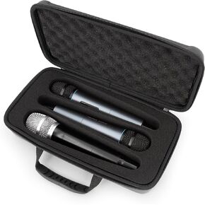 CASEMATIX Wireless Microphone Case Compatible With Three 10.75" Wireless Mic System Microphones by JBL, Sennheiser, Shure and More - Portable Mic Case With Foam For Travel, Singing or Karaoke