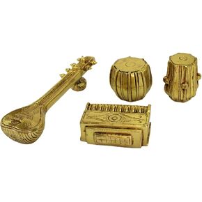eSplanade Brass Miniature Musical Set - Veena Sitar Tabla and Harmonium Set | Home Decor Showpiece | Home Decor